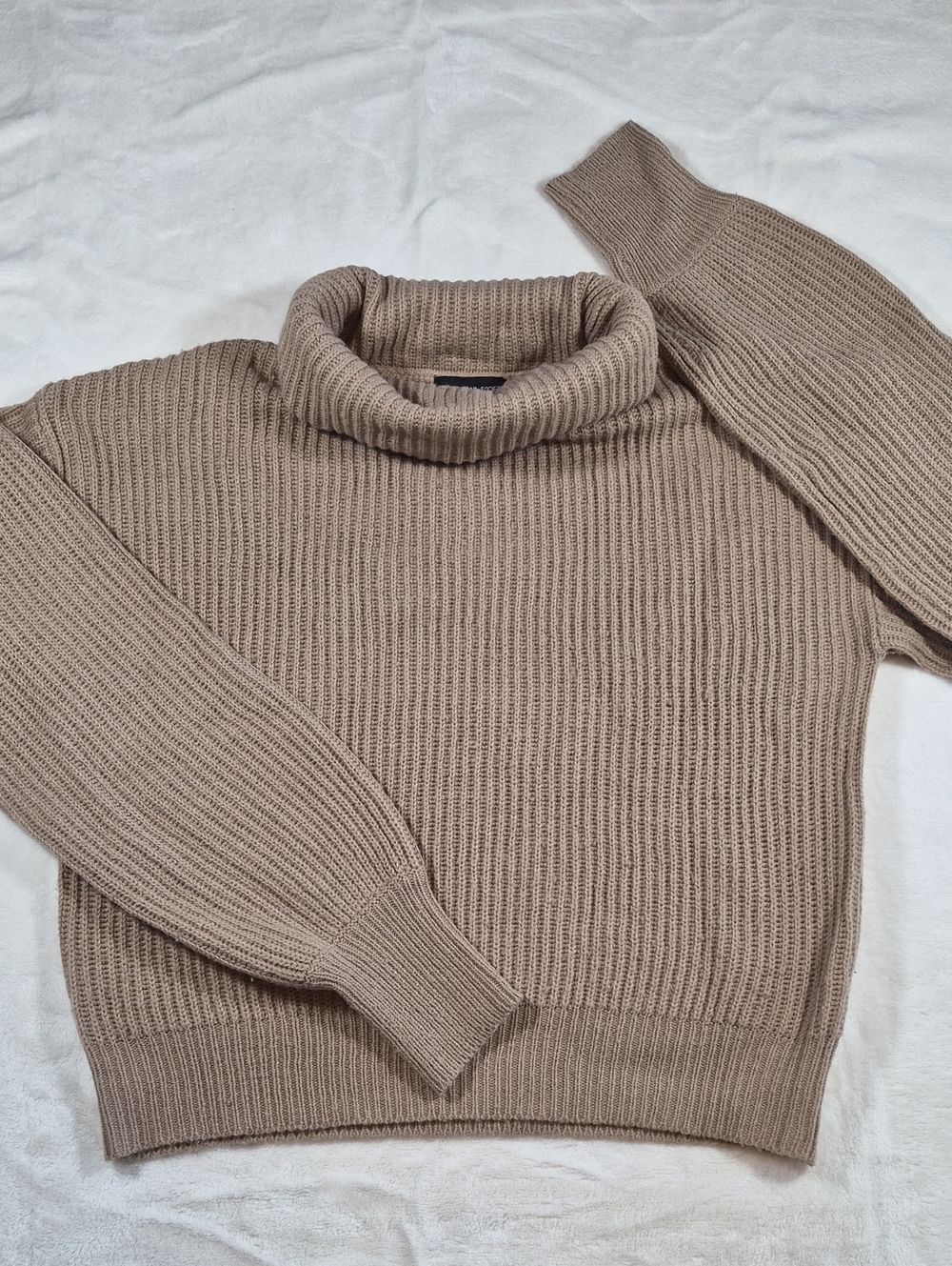 Streetwear Society Women's Taupe Ribbed Turtleneck Sweater